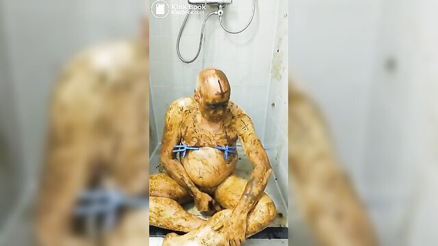 Kat9 as Satan slave covered in shit during messy enema scat session