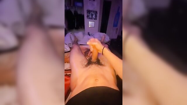 Lightskin guy stroking thick cock in hot solo jerk off compilation