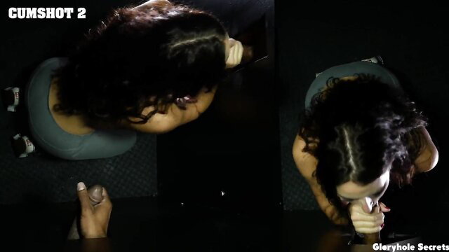 Allie Adams sucks cock and gets cumshot through gloryhole