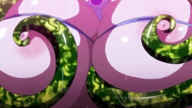 Busty hentai girl Utea with massive tits and green tentacle coils