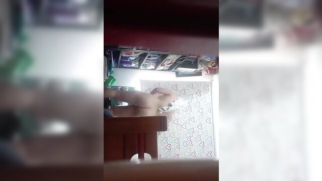 Spying teen changing after shower, nude amateur Latina solo