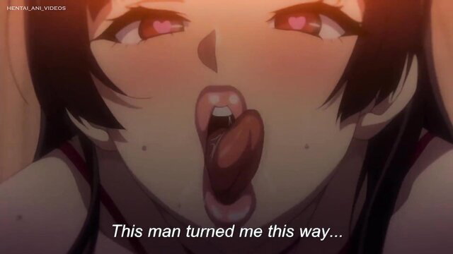 Hentai girl with ahegao face sticks out tongue craving delinquent's big dick