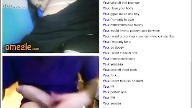 Omegle girl shocked, shows tits and big ass for huge dick chat