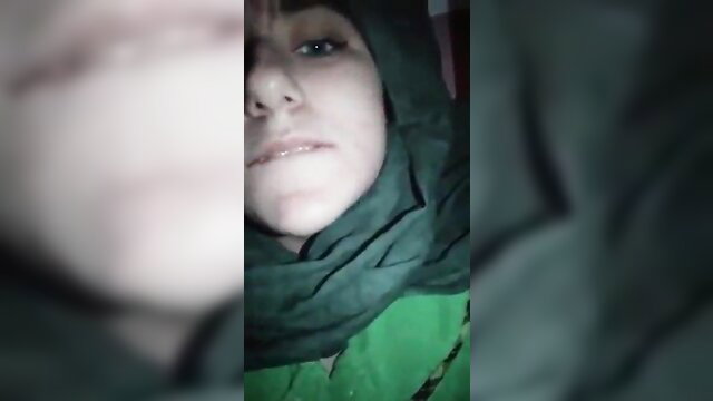 Turkish turbanli hijab girl closeup face in green hijab