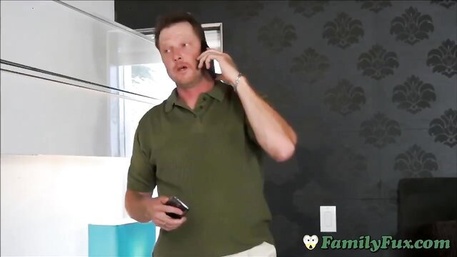 Alaina Dawson in green polo shirt on phone call, FamilyFux teen scene