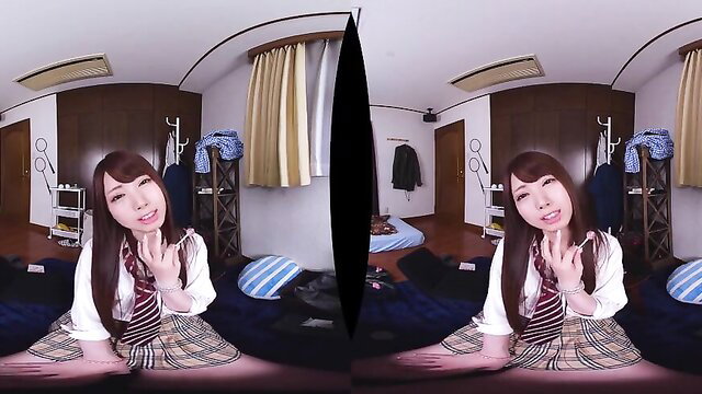 Japanese schoolgirl in VR POV teasing passionately