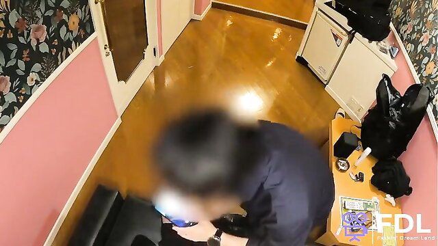 Blurry Asian woman bent over in kitchen gets beaten in JAV amateur video