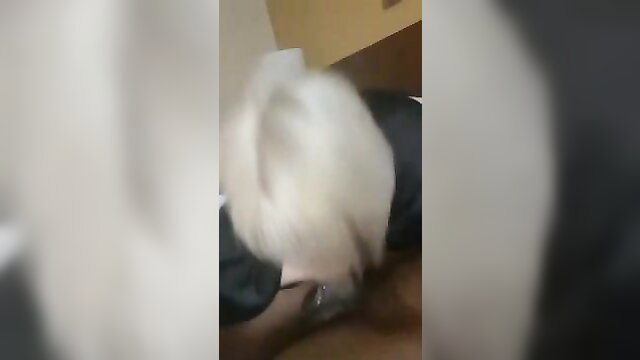 Blonde curvy woman with tats fellates huge BBC while fucked doggystyle