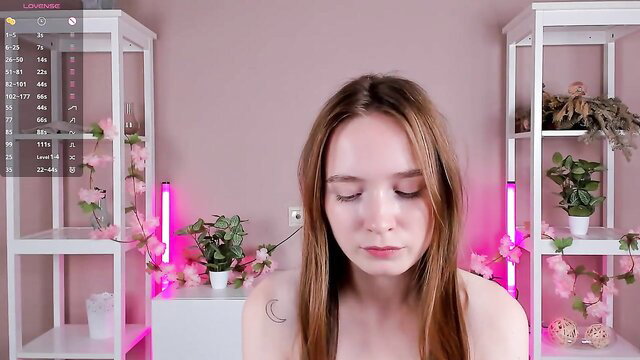 Sexy redhead Reagan Prig nude meditation in pink room