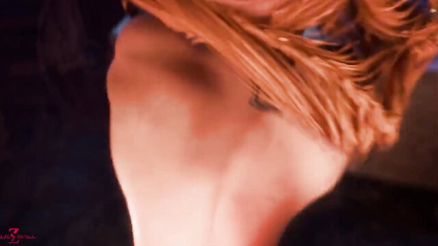 Redhead Sif closeup neck and hair in Divine Hospitality adult scene