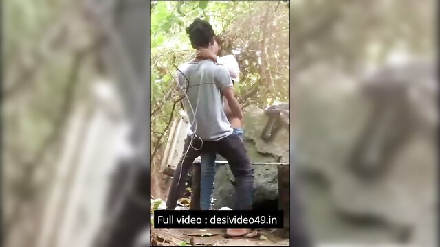 Indian couple outdoor doggy style fuck in jungle