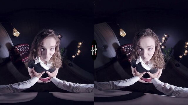 Petite wavy-haired beauty holds cock POV in hot homemade tease