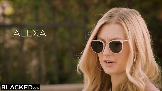 Blonde bombshell Kendra Sunderland in shades, sexy outdoor tease