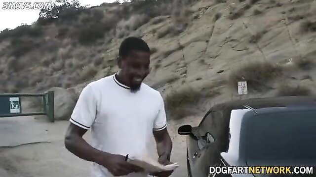 Isiah Maxwell in white tee by black car, Alia Brynn Hot Action