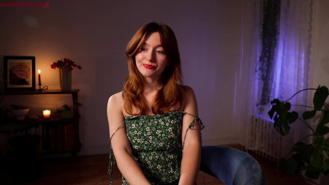 Alisonrouge in floral tube dress, smiling seductively