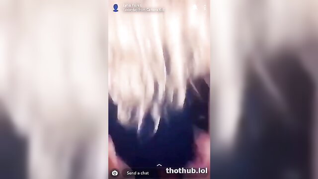 Blonde Lyna Perez closeup selfie in low light leak