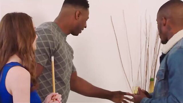 Hazel Moore with two black guys in tense threesome tease