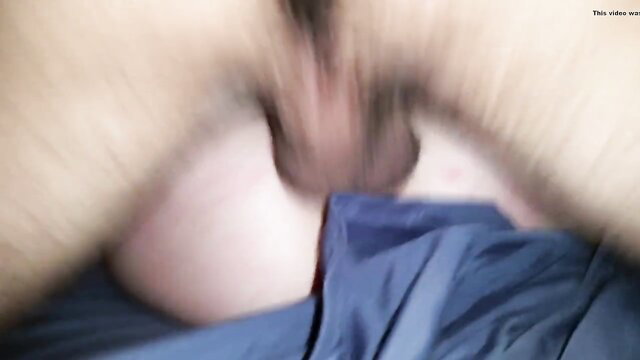 Blurry amateur POV closeup of thick cock thrusting into pale shaved pussy