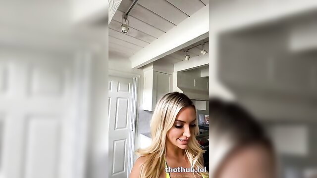 Lindsey Pelas blonde bombshell in kitchen OnlyFans live