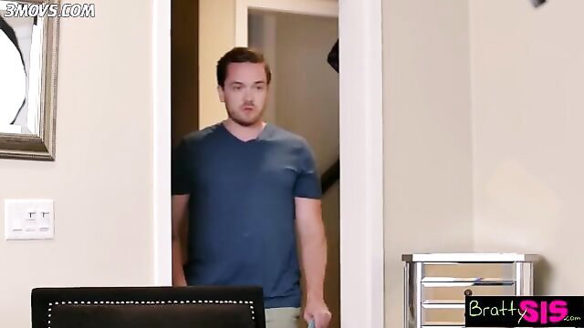 Bratty Sis guy in doorway, teasing step sis adult video thumbnail
