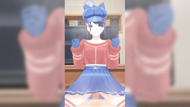 Cool Mita in blue hat and skirt posing seductively, riding tease