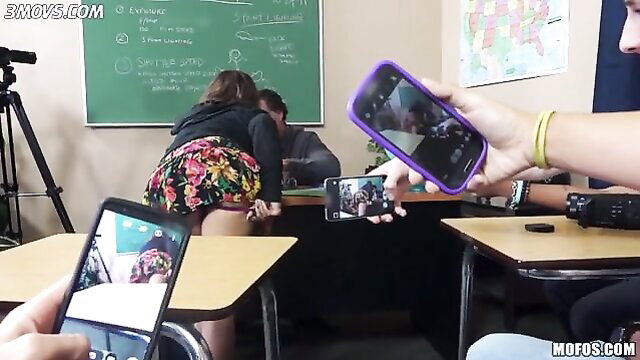 Hot Latina Sophia Torres bends over showing sweet ass in class
