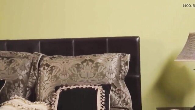 Hot stepmom in lingerie on bed, teasing pose adult video preview