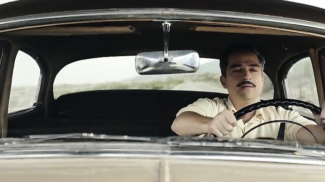 Paulina Gaitan driving vintage car in The Dead Girls nude scene
