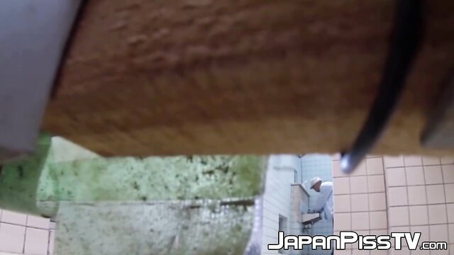 Japanese babes peeing in public toilet caught on hidden cam