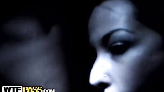 Mystery Asian beauty closeup in steamy disco party hard-on scene