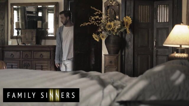 Rachael Cavalli in white shirt in bedroom - Family Sinners
