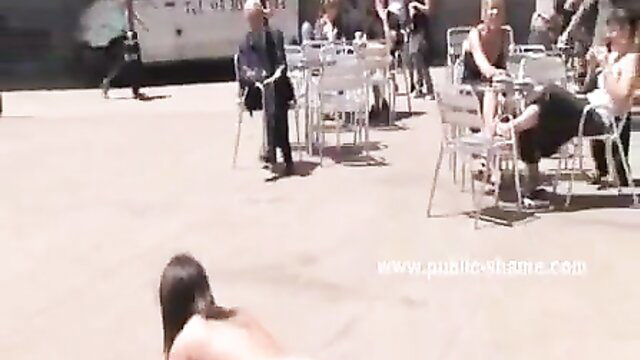 Stunning teen abused humiliated outdoors public shame crowd