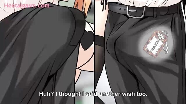 Hentai girl shocked as wish charm bulges guy's pants in erotic anime