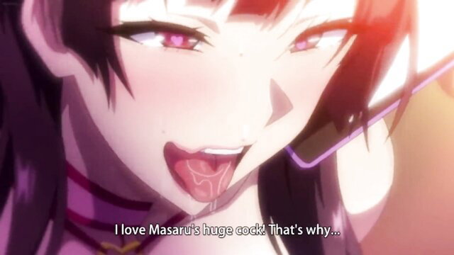 Anime girl with tongue out confessing love for Masaru's huge cock