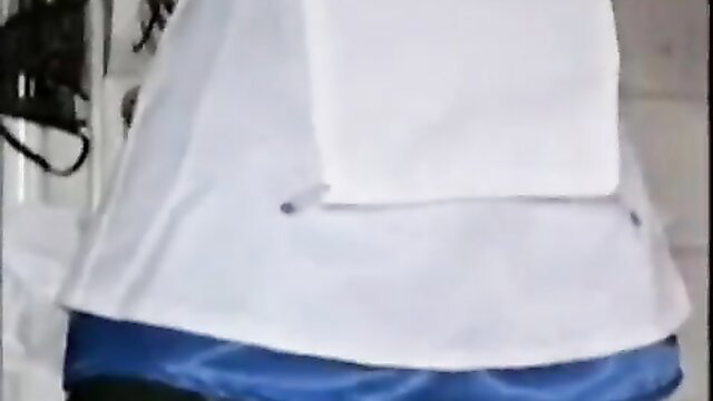 Nurse Vida Garman in sexy white uniform and blue panties