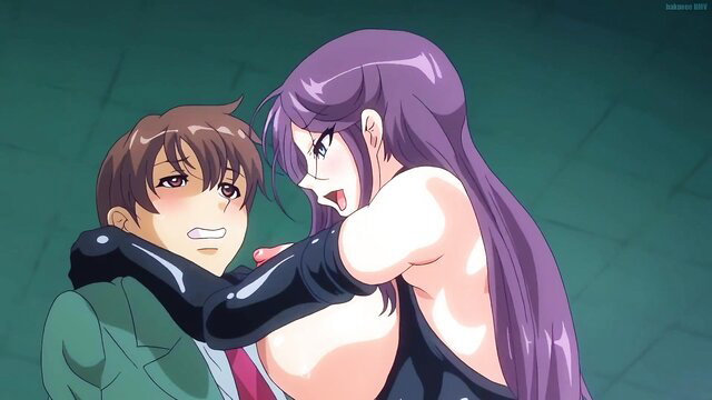 Reika Shichijo grabs guy in latex dominatrix outfit, huge tits exposed