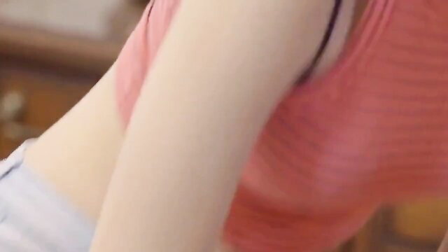 Cheating MILF in tight pink top and shorts bares underboob seductively