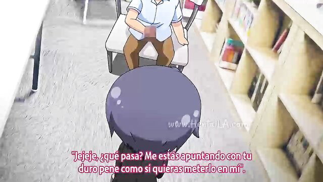 Hentai girl bent over library desk with huge ass begs boss for hard cock