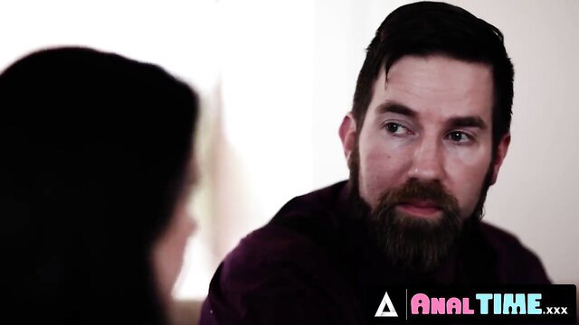 Anna De Ville in intense fetish talk with bearded man, Anal Time XXX