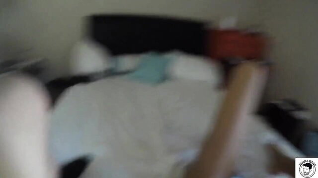 Blurry amateur bedroom anal scene with nude woman on bed