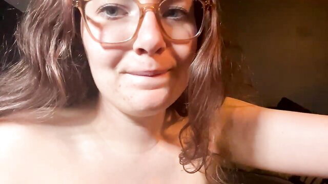 Vikingandvixen44 topless closeup in glasses, amateur Chaturbate tease