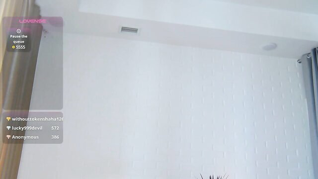 Dollyvega tiny brunette Chaturbate camgirl spreads pussy closeup