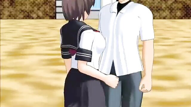 Japanese high school girl in sailor uniform groped from behind by man