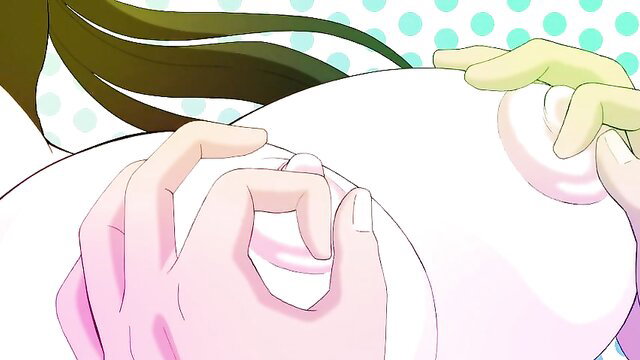 Little Yuka's huge lactating tits milked by hands in JAV hentai