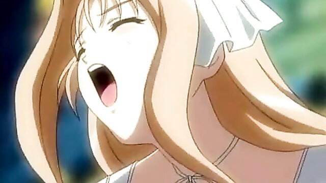 Blonde anime babe laughing with open mouth in sexy CartoonPorn scene