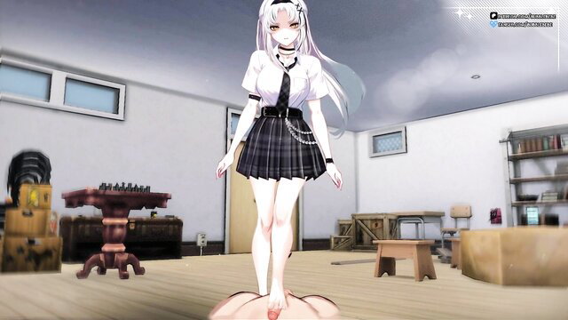 Anime Vtuber school bully BubbleBebe foot stomps balls in uniform