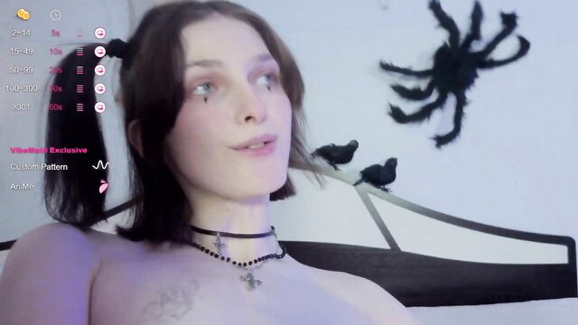 Sweetparadox topless goth camgirl with small tits, pale skinny body