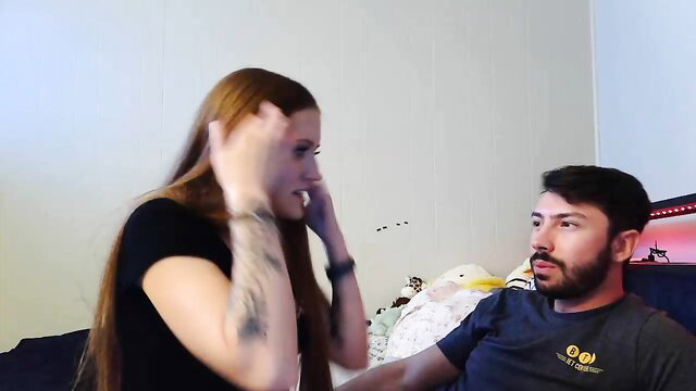 Yellowpony121212 redhead spits & spanks guy in hot Chaturbate couple show