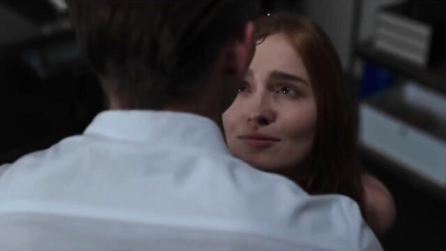 Jia Lissa redhead teen embraced intimately from behind