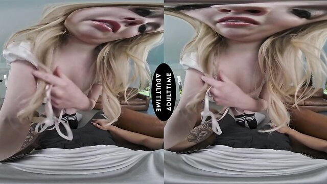 Blonde babe with smeared makeup passionately kisses tattooed guy in hot couple sex